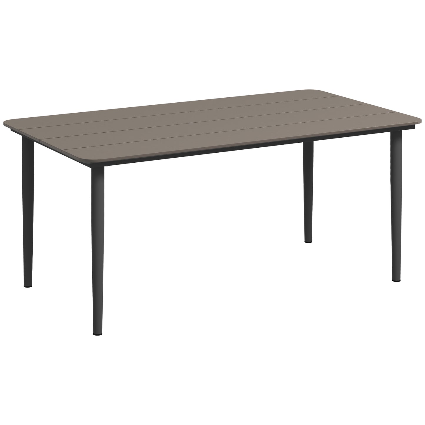 Garden Table, Outdoor Dining Table for 6 People, 160 x 90 x 74 cm, with Rust Resistant Metal Frame, WPC Top, for Balcony