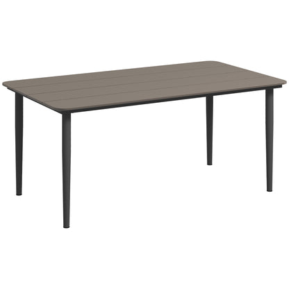 Garden Table, Outdoor Dining Table for 6 People, 160 x 90 x 74 cm, with Rust Resistant Metal Frame, WPC Top, for Balcony