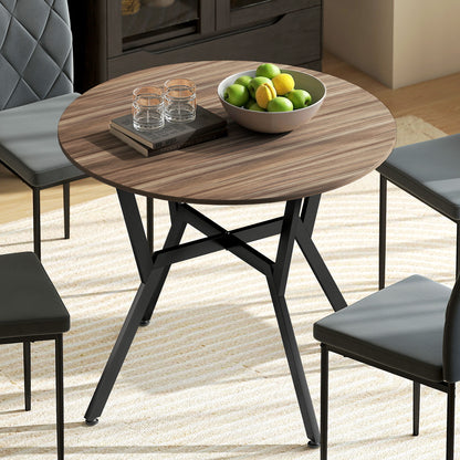 Dining Table, Round Kitchen Table with Black Legs, Anti-slip Foot Pads for Living Room, Dining Room 90 x 76 cm, Brown
