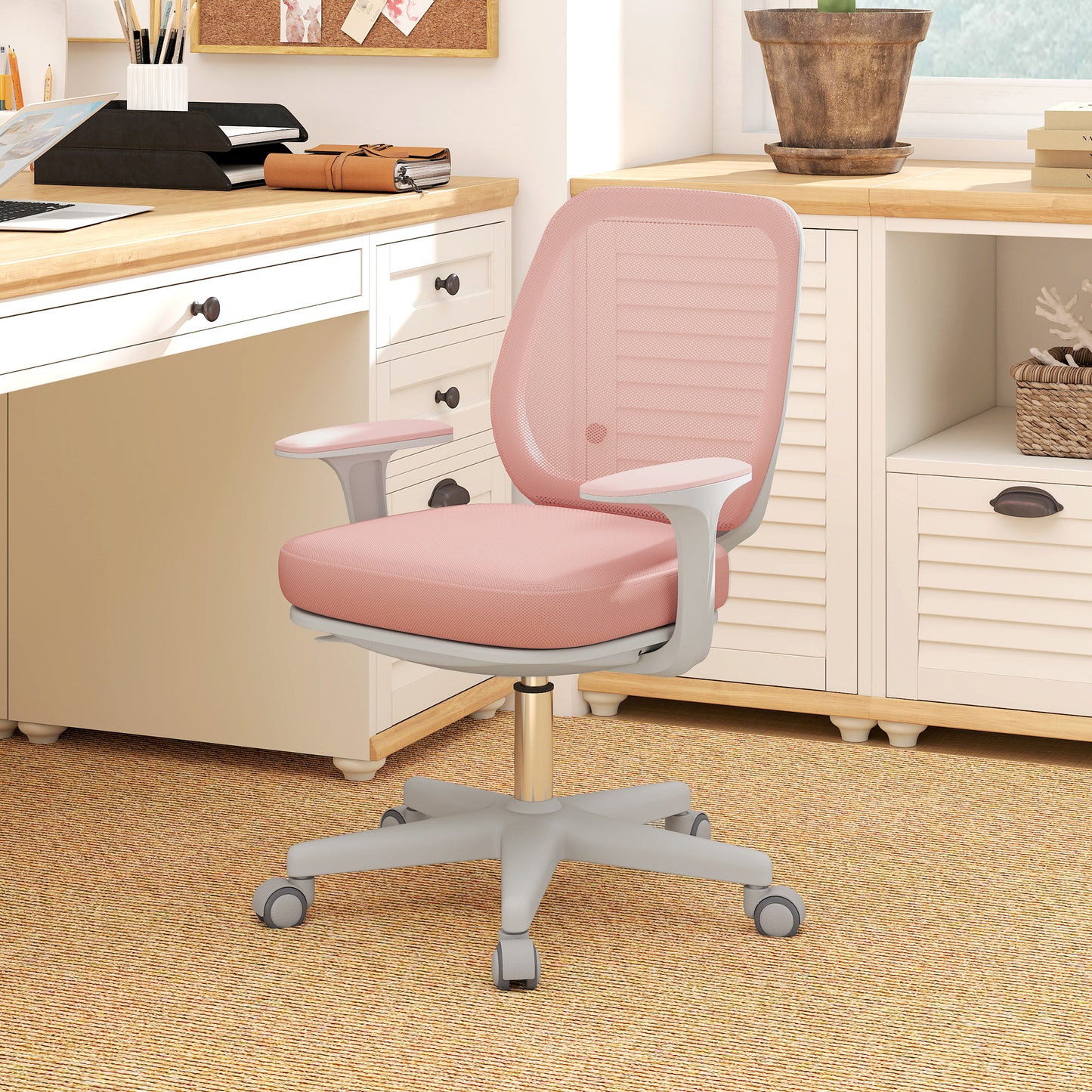 44-56cm Mesh Back Office Chair - Pink