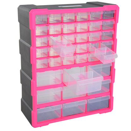 39 Drawers Parts Organiser Wall Mount Tools Storage Cabinet Small Nuts Bolts Garage Clear