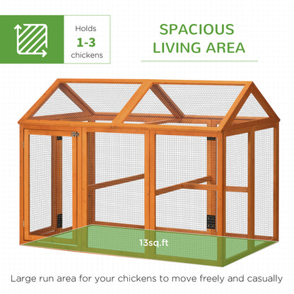 Large Chicken Run, Wooden Chicken House for 1-3 Chickens, Hen House Duck Pen Outdoor with Combinable Design, Orange
