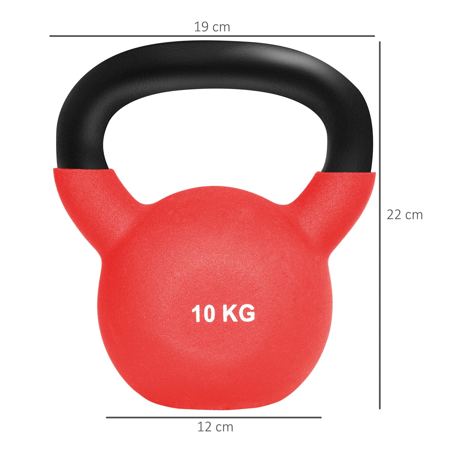Kettlebell, 10kg Kettle Bell with Non-Slip Handle for Home Gym Weight Lifting and Strength Training, Red