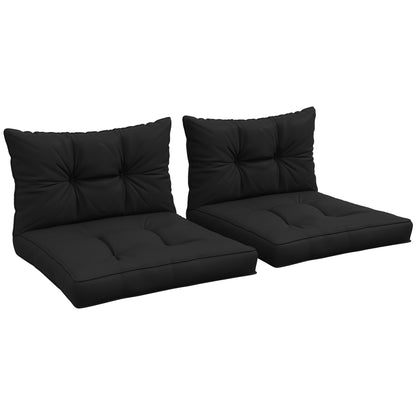 4-Piece Seat Cushions Back Pillows Replacement, Patio Chair Cushions Set for Indoor Outdoor, Black