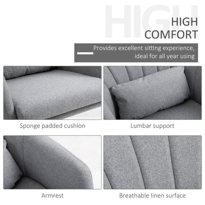 Swivel Accent Chair, Linen Fabric Tub Vanity Chair, Modern Armchair with Adjustable Height and Lumbar Support for Living Room