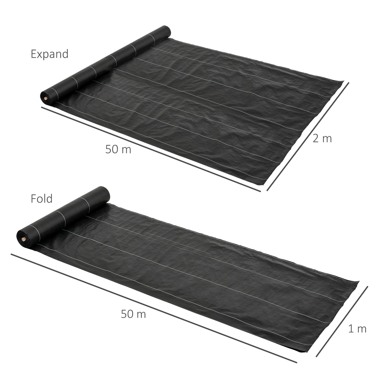 2m x 50m Weed Control Membrane, Heavy Duty Weed Control Barrier Fabric, 100gsm Ground Cover for Patios, Garden