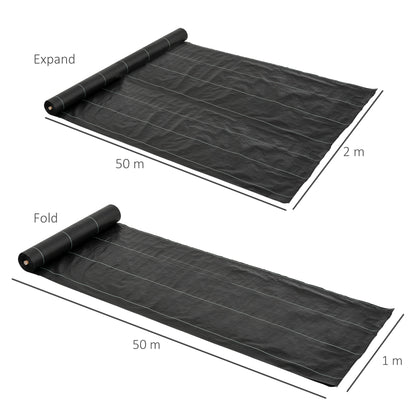 2m x 50m Weed Control Membrane, Heavy Duty Weed Control Barrier Fabric, 100gsm Ground Cover for Patios, Garden