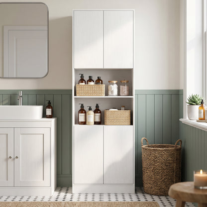 170 cm Kitchen Pantry Cabinet, Freestanding Storage Cabinet with Soft-Close Hinges, White Wood Effect