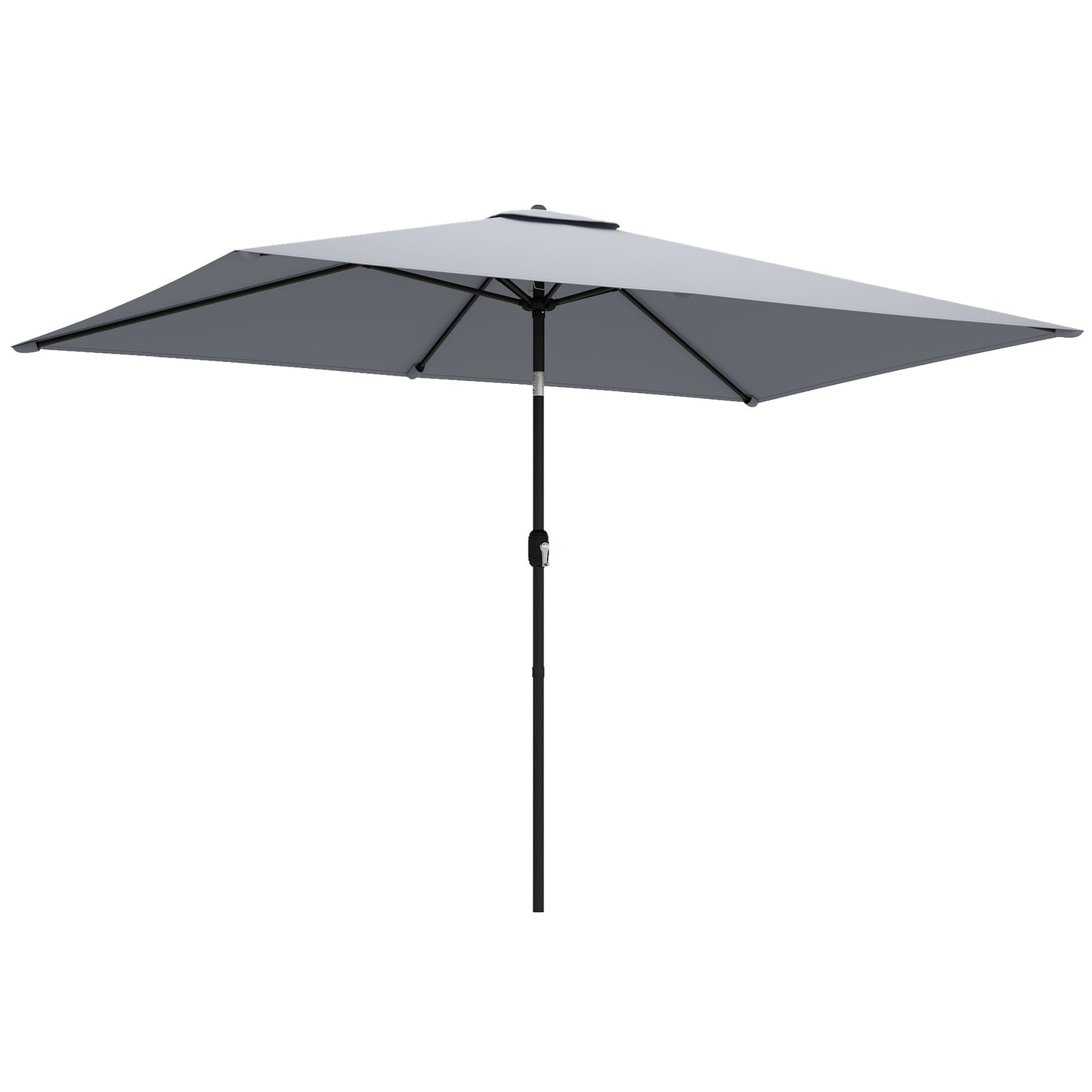 Garden Parasol, Parasol Umbrella with Crank Handle, Tilt Function, Polyester Canopy, Light Grey