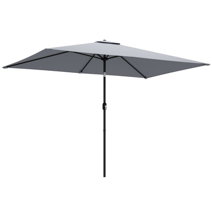 Garden Parasol, Parasol Umbrella with Crank Handle, Tilt Function, Polyester Canopy, Light Grey