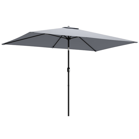 Garden Parasol, Parasol Umbrella with Crank Handle, Tilt Function, Polyester Canopy, Light Grey