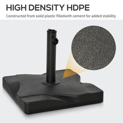 20kg Square Parasol Base Outdoor Garden Cement Umbrella Weight Stand Holder, Fits Φ32mm,Φ38mm,Φ48mm Pole - Black