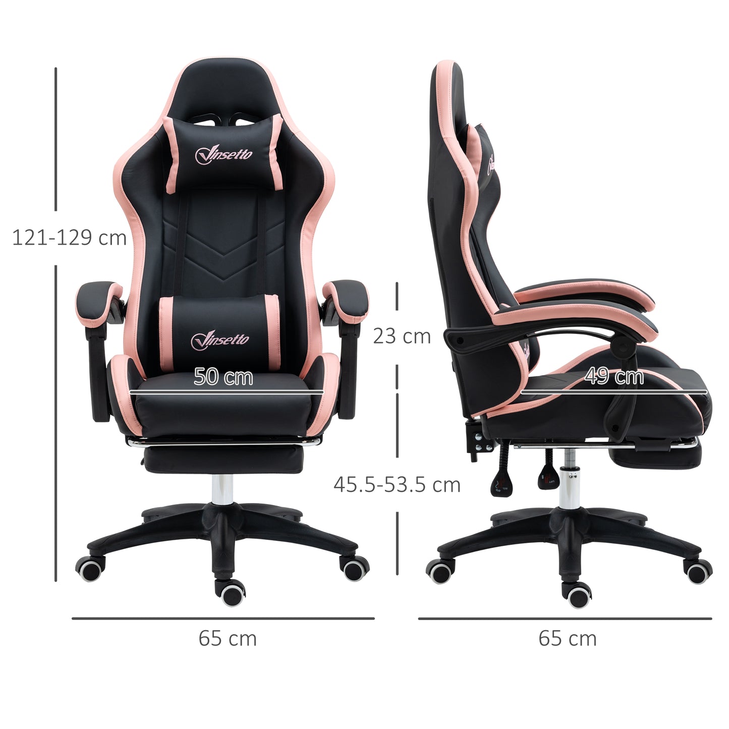 Gaming Chair, Computer Gamer Chair with Reclining High Back, Headrest, Lumbar Support, Footrest, Swivel Wheels, PU Leather