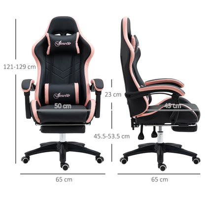 Gaming Chair, Computer Gamer Chair with Reclining High Back, Headrest, Lumbar Support, Footrest, Swivel Wheels, PU Leather