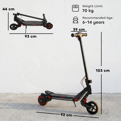 Electric Scooter for Kids, Foldable E Scooter for Age Age 6+ with LED Display, RGB lights, Up to 16km/h, Black