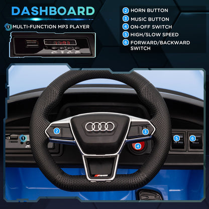 Audi Licensed 12V Kids Electric Ride-On, with Remote Control, Suspension System, Lights, Music, Motor - Blue