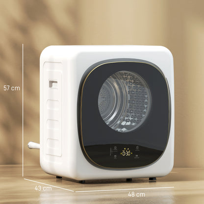 4kg Vented Tumble Dryer with 5 Drying Mode, 800W Compact Freestanding Front Tumble Dryer White