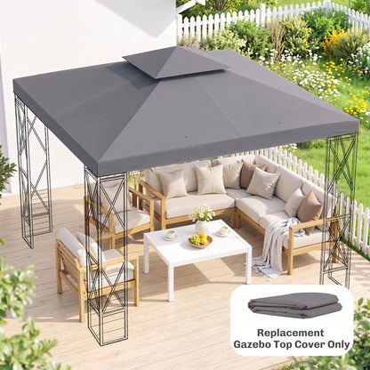 3(m) Gazebo Top Cover Double Tier Canopy Replacement Pavilion Roof Deep Grey
