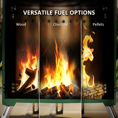 Smokeless Fire Pit, 16 x 16 cm Stainless Steel Portable Wood Burning Firepit with Poker