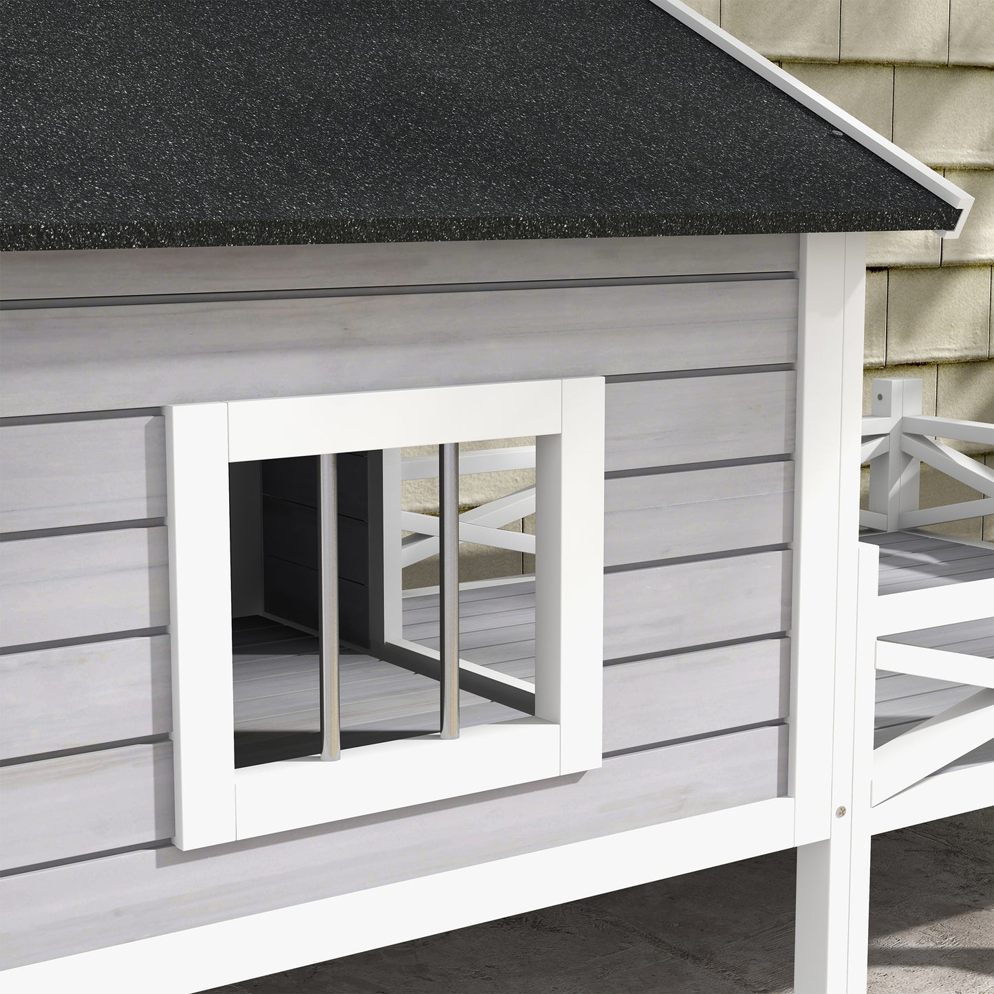 Small/Medium Dog House with Porch, Grey