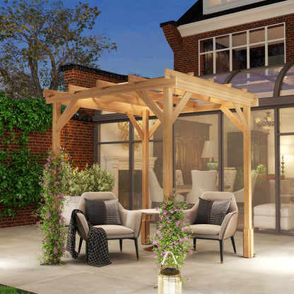 2 x 2 m Wooden Pergola Kit, Decorative Garden Gazebo Shelter with Stable Structure for Climbing Vines, Flowers, Dark Brown