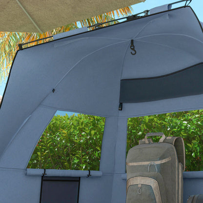2-3 Person Pop Up Beach Tent, UPF15+ Sun Shelter with Extended Floor, Sandbags, Mesh Windows and Carry Bag, Light Blue