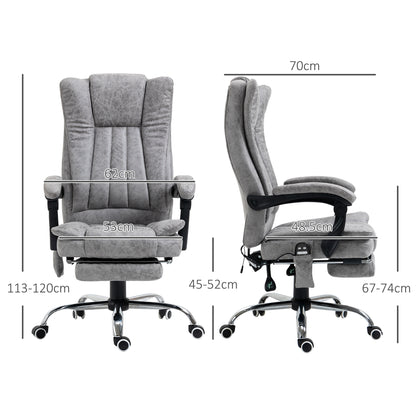 Office Chair with Massage and Heat, Microfibre Reclining Computer Desk Chair with Footrest and Adjustable Height