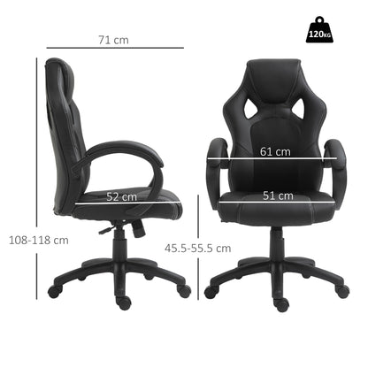 Office Chair Faux Leather Swivel Computer Desk Chair for Home Office with Wheels Armrests Black