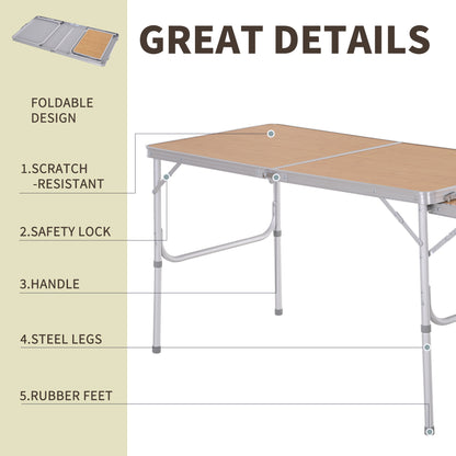 Aluminium MDF-Top 4ft Folding Portable Outdoor Table Silver