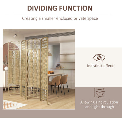 4 Panel Folding Room Divider, Privacy Screen, Paravent Partition Separator for Living Room, Bedroom, Natural