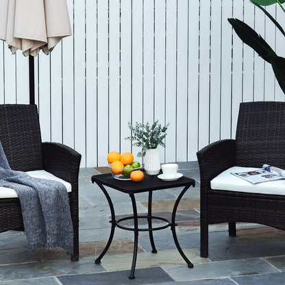 Square Garden Metal Bistro Table Outdoor Patio Coffee Side Desk - Black 45L X 45W X 50H CM