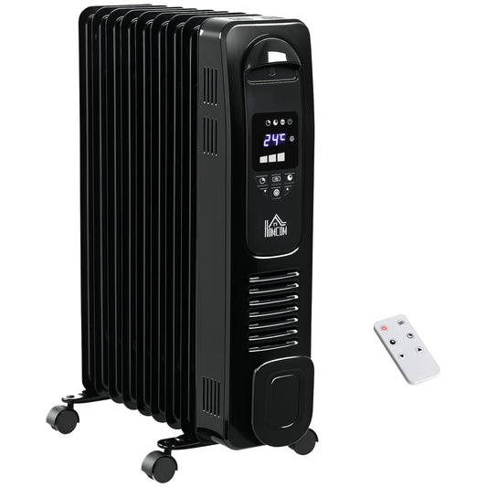 2000W Digital Oil Filled Radiator, 9 Fin, Portable Electric Heater with LED Display, 24-Hour Timer, 3 Heat Settings