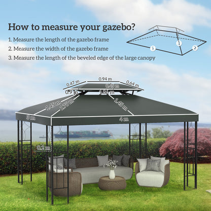 Gazebo Roof Replacement, for 3 x 4m Frames - Grey