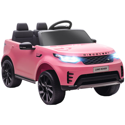 Land Rover Discovery Licensed 12V Kids Electric Car with Remote, 4 Wheel Suspension, Slow Start, Lights, Music, Pink