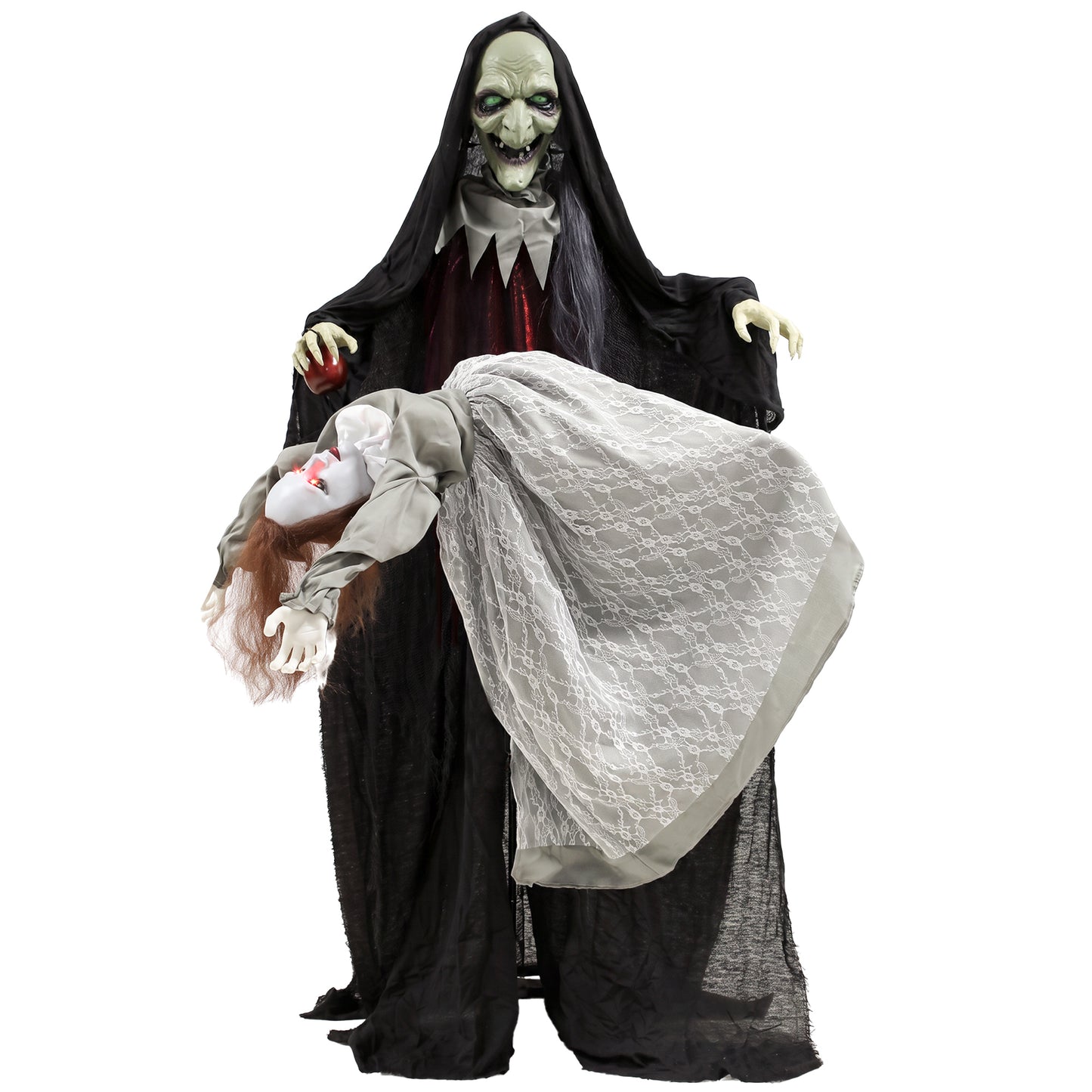 Halloween Animated Standing Witch with Floating Ghost Decoration with Rising and Falling Motion
