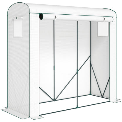 Mini Greenhouse, Garden Tomato Growhouse with Roll-Up Door and 2 Mesh Windows, PE Cover, 200 x 75 x 188 cm, White