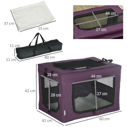 60cm Pet Carrier, with Cushion, for Miniature Dogs - Purple