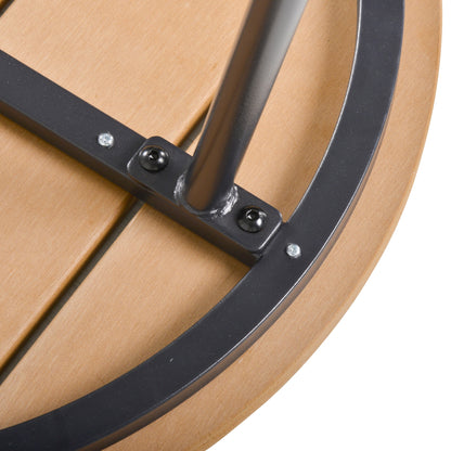Round Outdoor Side Table Adjustable Leg Pads Garden Table 49 x 49 x 48 cm Natural Wood & Black
