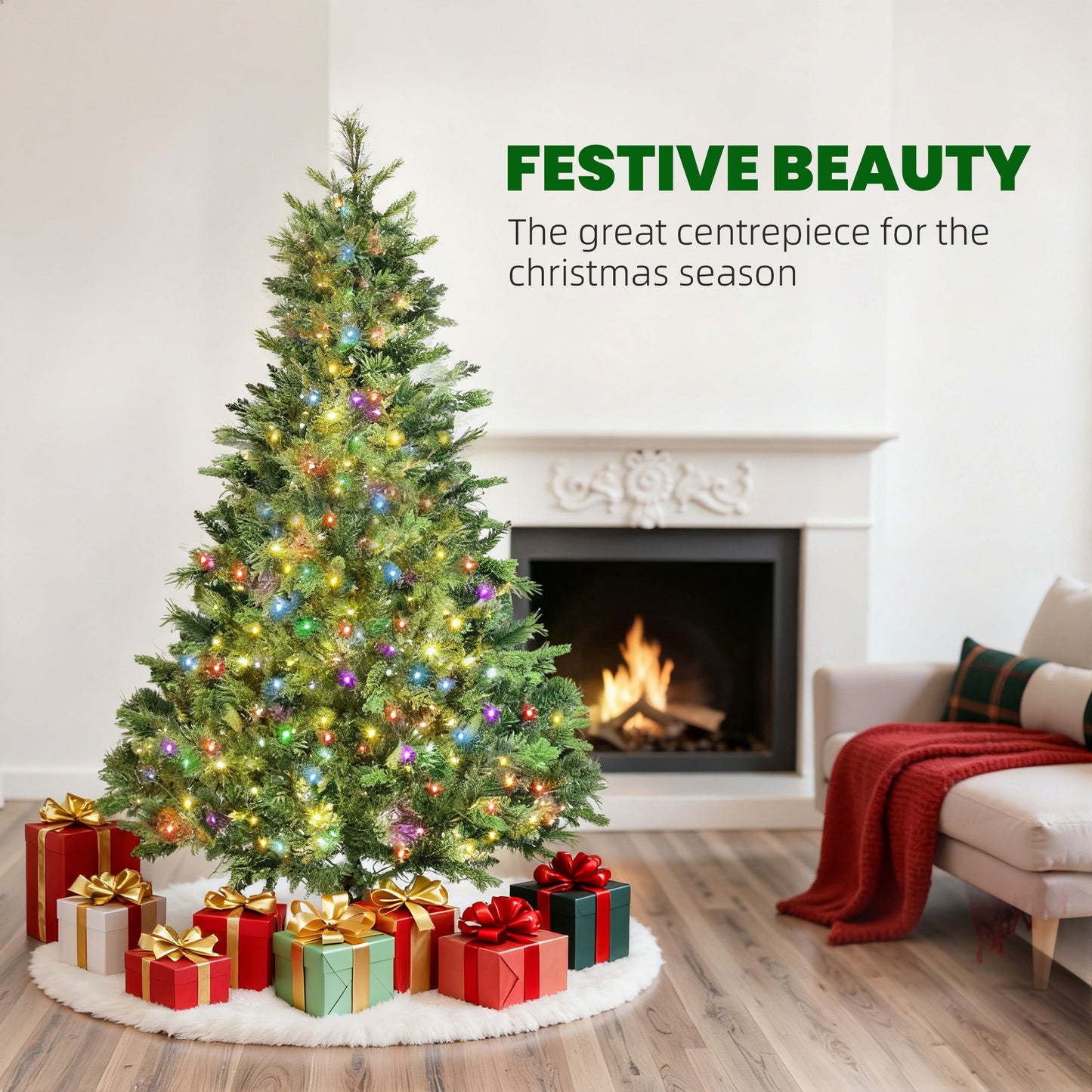 6ft Artificial Pine LED Christmas Tree, with Remote