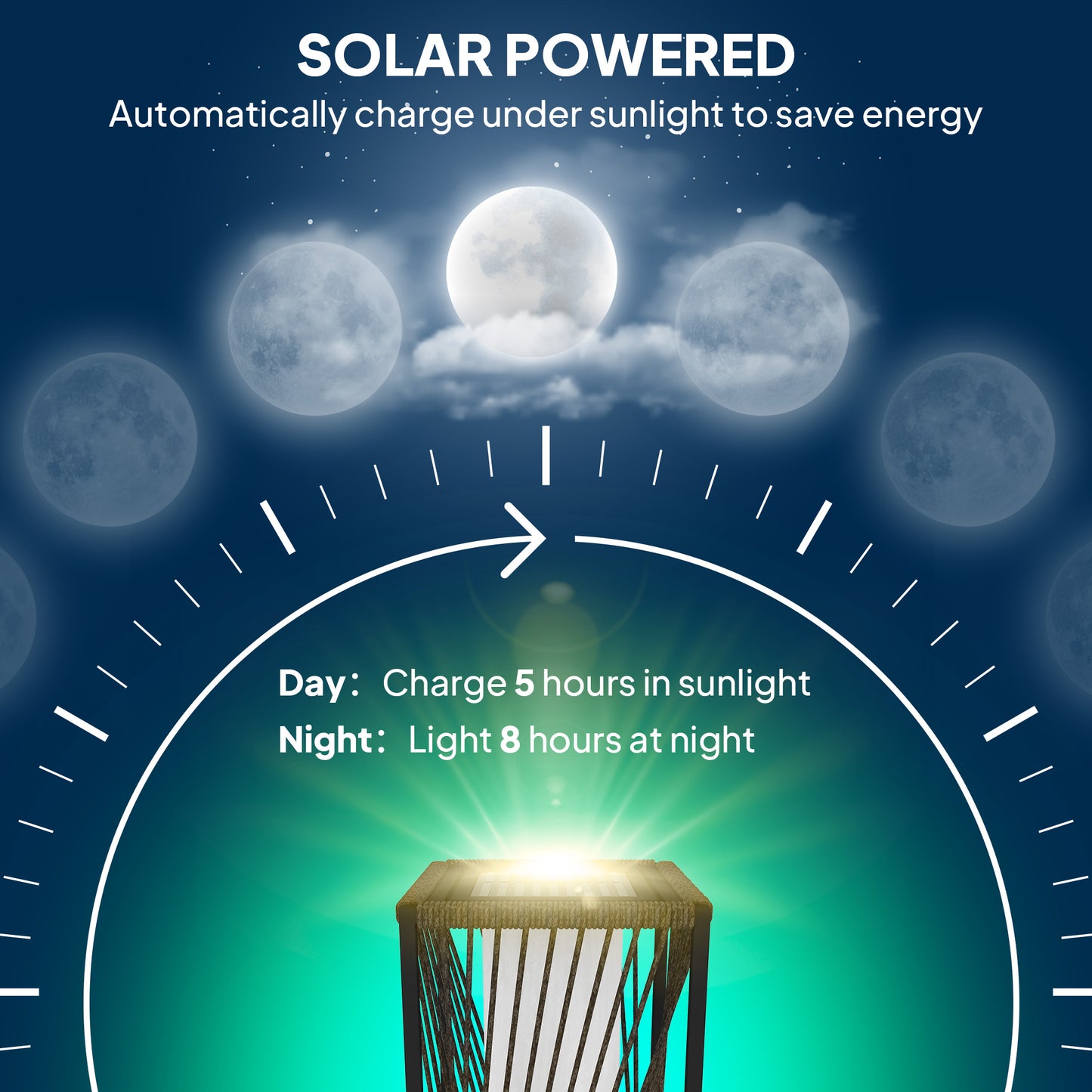Garden Rattan Lamp, 77 cm Tall Solar Rattan Floor Lamp, Solar Garden Light with Auto On/Off LED Lights