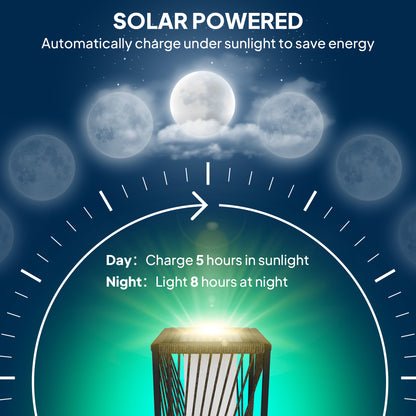 Garden Rattan Lamp, 77 cm Tall Solar Rattan Floor Lamp, Solar Garden Light with Auto On/Off LED Lights