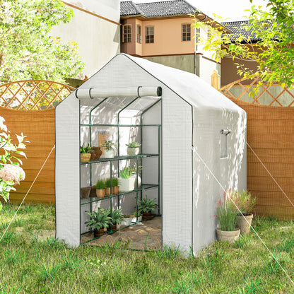 Walk-in Greenhouse with 3 Tier 12 Shelves, Small Greenhouse with Reinforced PE Cover