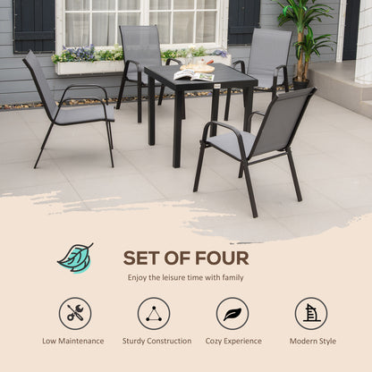 Set of Four Stackable Mesh Seat Chairs - Dark Grey