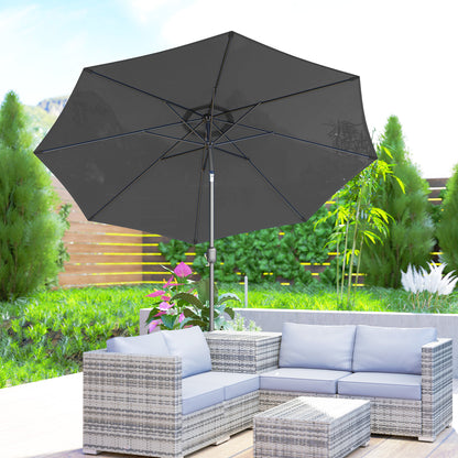 3(m) Tilting Parasol Garden Umbrellas, Outdoor Sun Shade with 8 Ribs, Tilt and Crank Handle for Balcony, Bench, Garden