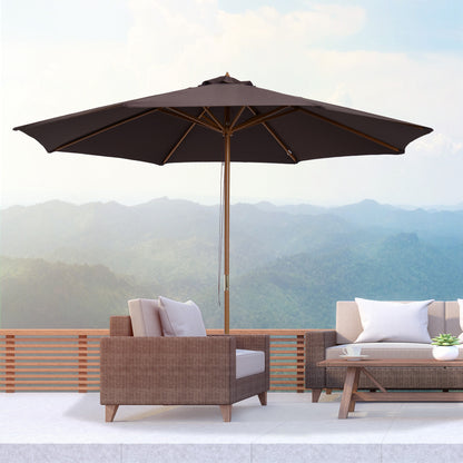 3(m) Garden Parasol, Pulley Operated Patio Umbrella, Wooden Parasol, Table Market Umbrella