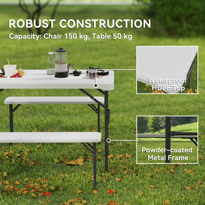 Three-Piece Folding Picnic Table and Bench Set - White