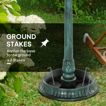 3-in-1 Garden Bird Bath, Freestanding Birdbath with Large Water Basin, Underneath Flower Planter, Φ50 x 113 cm, Green