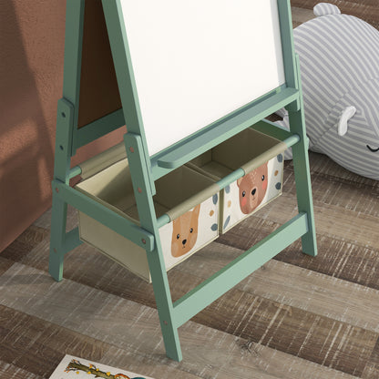 Three-In-One Kids Easel with Paper Roll, Art Easel, with Storage - Green