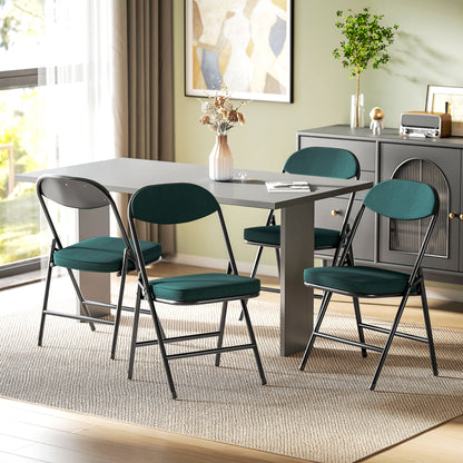 Set of Four Folding Corduroy Seat Chairs - Teal