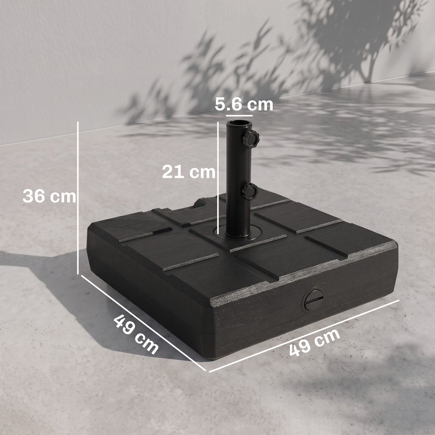 40kg Square Umbrella Parasol Base with Wood Effect, Plastic Umbrella Stand for Outdoor Patio Umbrella, Black